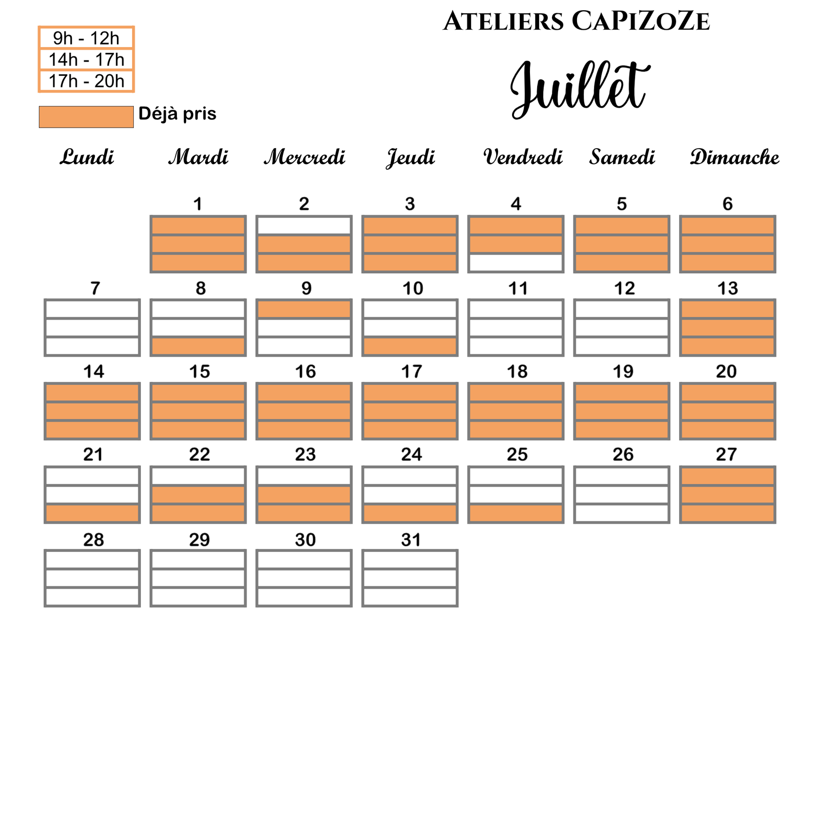 planning du mois en cours