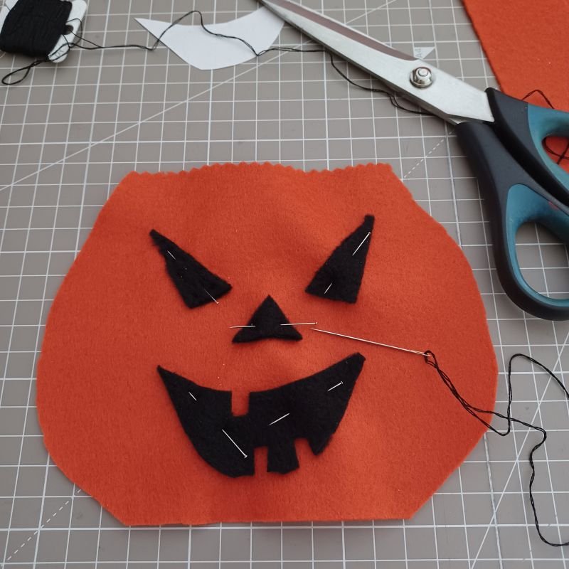 sac citrouille en cours de réalisation