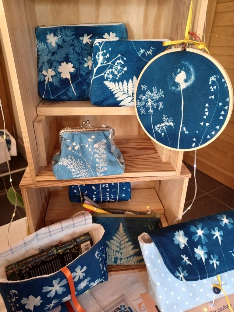 créations cyanotype textile
