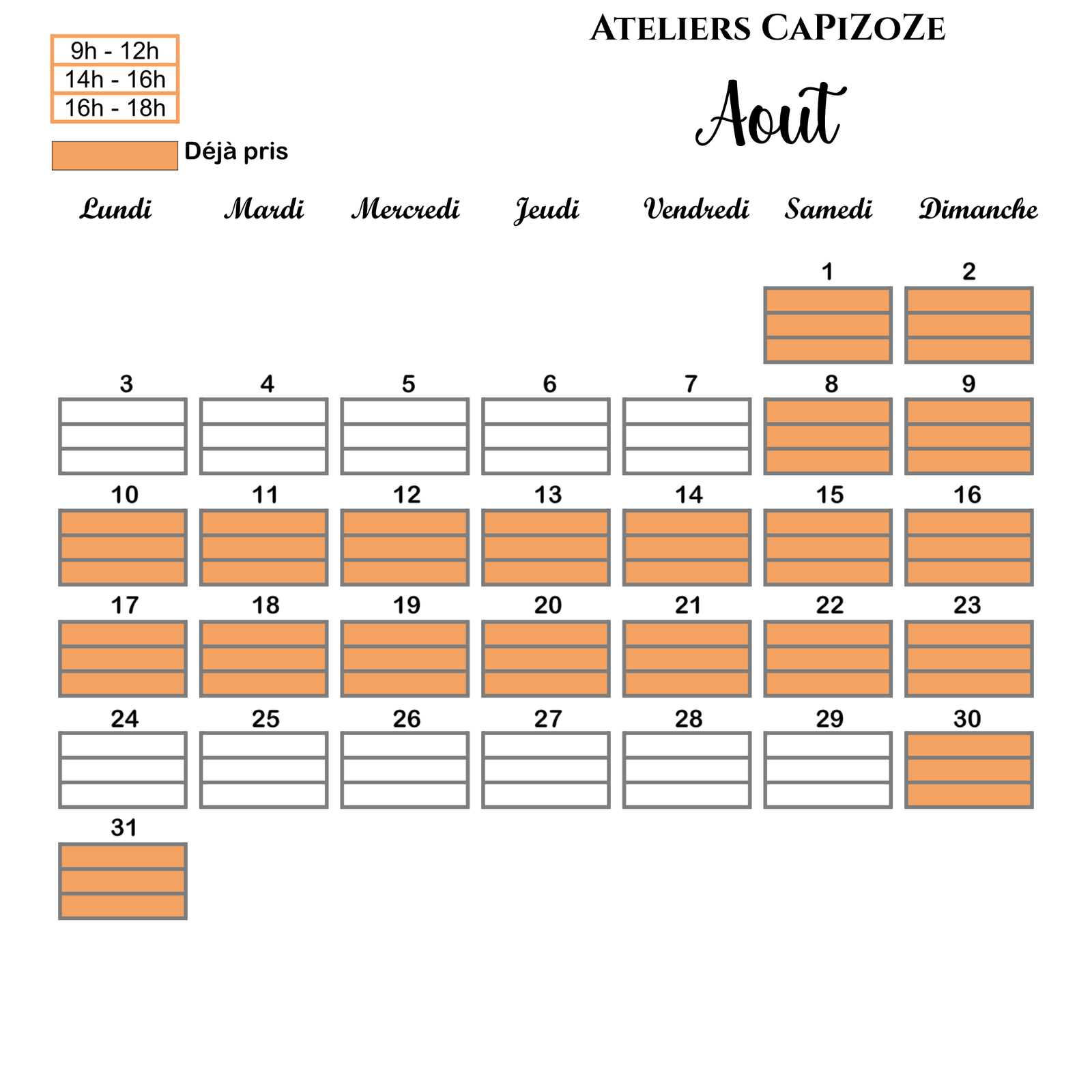 planning aout cours de crochet cours de couture