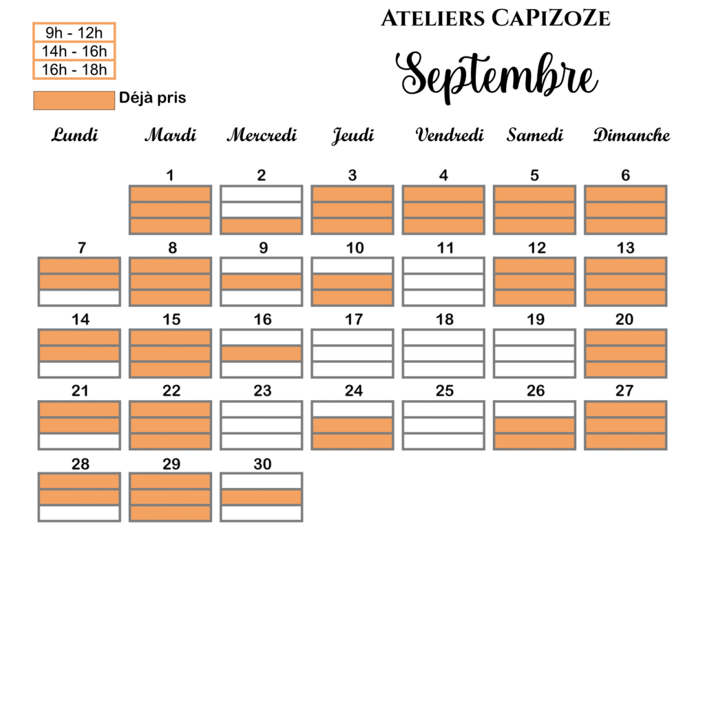 planning septembre cours de couture et crochet